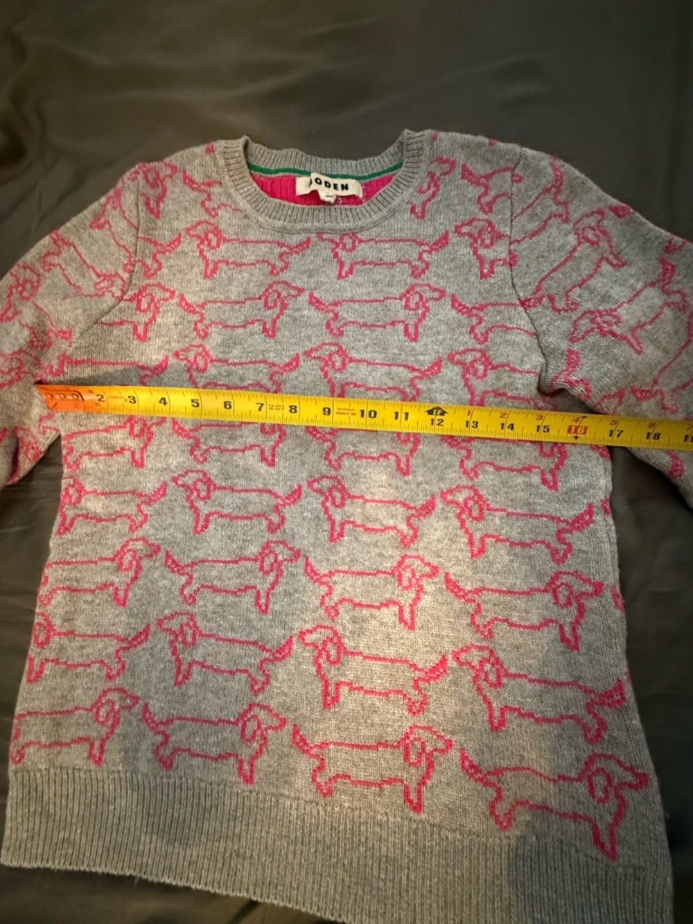 Boden Heather Dachshund Jacquard Wool Blend Jumper pink - Picture 12 of 13